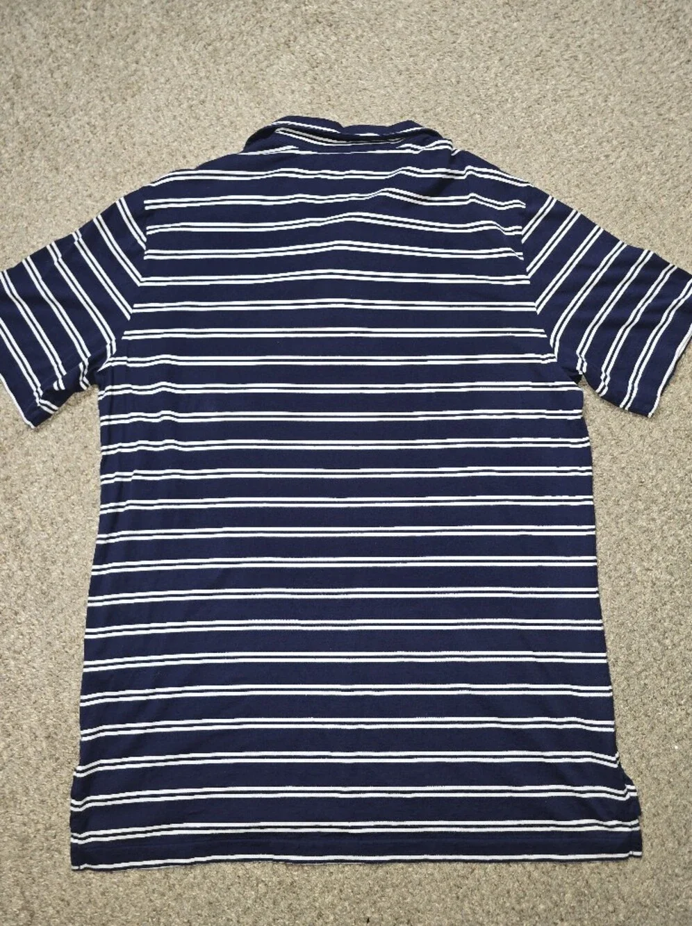 Ralph Lauren Navy and White Striped Polo Golf Shirt Size Large
